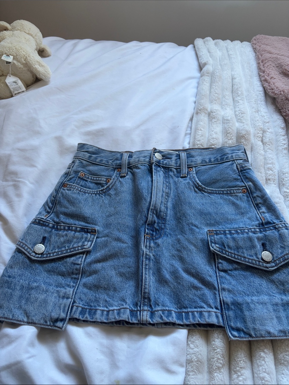 Aritzia Light Blue Denim Cargo Mini Skirt